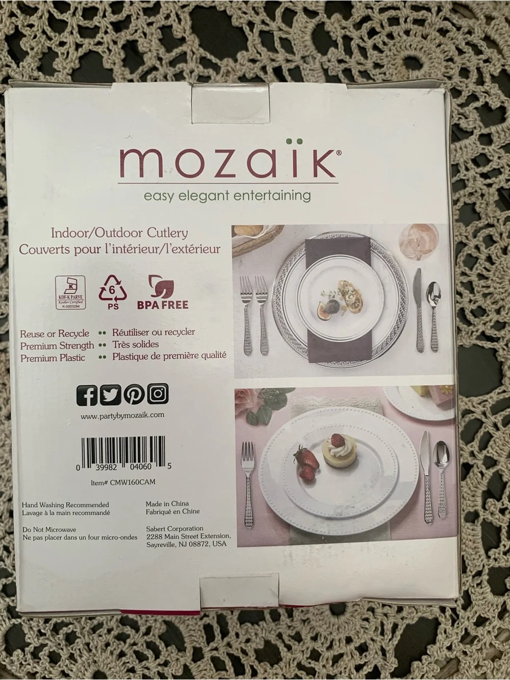 NEW Mosaic Cutlery: 160 Pieces, Outdoor Parties, Silver, BPA Free Plastic